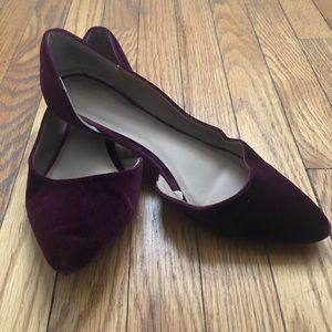 Purple Velvet D’Orsay Pointed Toe Flat 7.5
